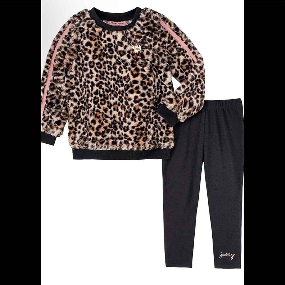 Two piece leggings set with fuzzy sweater